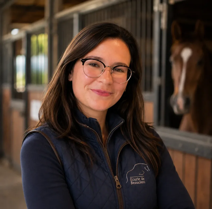 Portrait of Rebecca Sevestre in the stable